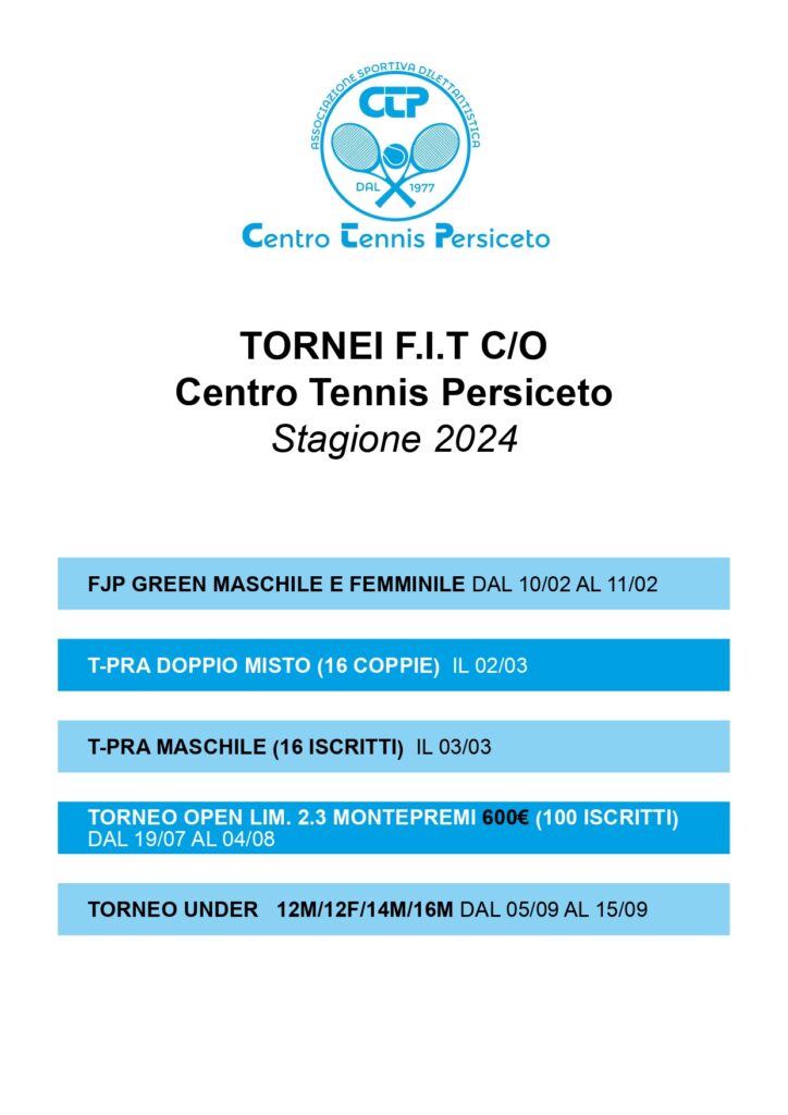 tornei ctP 2024 Centro Tennis Persiceto